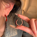14K Gold Plated Copper Silver Needle Rhinestone Round Hoop Earrings Retro Hong Kong Style Geometric Jewelry view 3