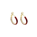 14K Gold Plated Copper Silver Needle Rhinestone Round Hoop Earrings Retro Hong Kong Style Geometric Jewelry view 5
