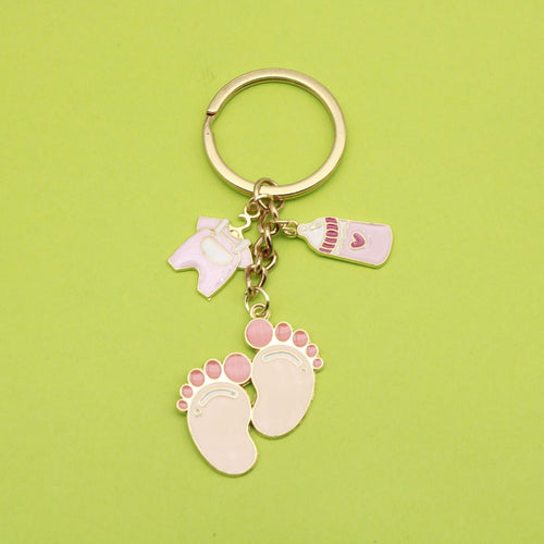 Zinc Alloy Baby Bottle Clothes Keychain Kids Gift