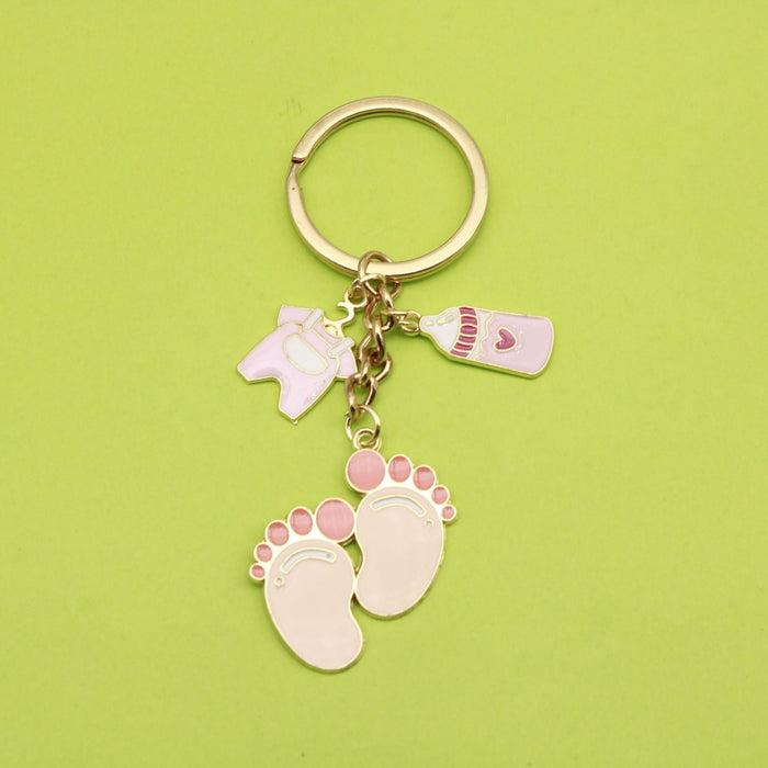 Zinc Alloy Baby Bottle Clothes Keychain Kids Gift