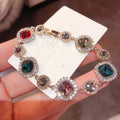 Light Luxury Rhinestone Alloy Geometric Round Square Clasp Beaded Bracelet For Women view 3