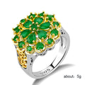 Silver-Tone Green Crystal Floral Cluster Ring Jewelry view 5