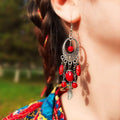 Acrylic Hollow Round Leaf Oval Tassel Drop Earrings Vintage Ethnic Style Ear Jewelry view 3