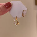 French Court Style Faux Pearl C Shaped Double Layer Stud Earrings With Silver Pins view 2