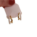 French Court Style Faux Pearl C Shaped Double Layer Stud Earrings With Silver Pins view 5