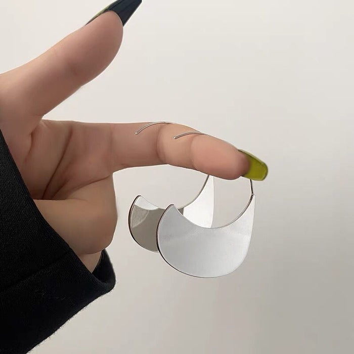 Stainless Steel Geometric Sun Hat Drop Earrings Minimalist Cool Style Ring Ear Hooks For Women