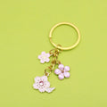 Zinc Alloy Pink Enamel Sakura Keychain Bag Charm view 1
