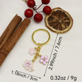 Zinc Alloy Pink Enamel Sakura Keychain Bag Charm view 2