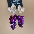 Vintage Alloy Grape Rhinestone Artificial Stone Clip-on Earrings For Women view 2