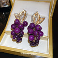 Vintage Alloy Grape Rhinestone Artificial Stone Clip-on Earrings For Women view 4