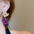 Vintage Alloy Grape Rhinestone Artificial Stone Clip-on Earrings For Women view 3