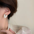 Alloy Heart Stud Earrings With Silver Posts, Enamel Drip Oil Minimalist Modern Jewelry view 4