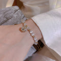 Vintage Rhinestone Cat Eye Stone Beaded Bracelet French Court Geometric Round Charm For Women view 4