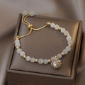 Vintage Rhinestone Cat Eye Stone Beaded Bracelet French Court Geometric Round Charm For Women view 1