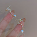 Light Luxury Geometric Line Faux Pearl Rhinestone Clip-on Earrings for Women view 4