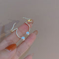 Light Luxury Geometric Line Faux Pearl Rhinestone Clip-on Earrings for Women view 2