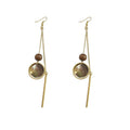 Vintage Faux Wood Bead Round Hoop Black Shell Tassel Ethnic Style Drop Earrings view 5