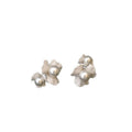 Minimalist C-Shaped Faux Pearl Flower Stud Earrings With Silver Pin Floral Design view 5