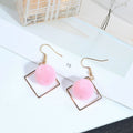 Seven Color Pom Pom Gold Tone Square Frame Dangle Earrings view 2