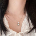 Light Luxury Copper Zircon Geometric Round Pearl Collarbone Necklace for Women view 3