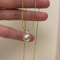 Light Luxury Copper Zircon Geometric Round Pearl Collarbone Necklace for Women view 4