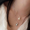 Light Luxury Copper Zircon Geometric Round Pearl Collarbone Necklace for Women view 1