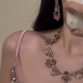Light Luxury Resin Flower Rhinestone Pendant Necklace And Earrings Jewelry Set For Women view 1