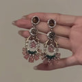 Light Luxury Resin Flower Rhinestone Pendant Necklace And Earrings Jewelry Set For Women view 4