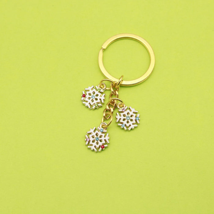 Zinc Alloy Snowflake Keychain For Christmas Gift Bag Charm