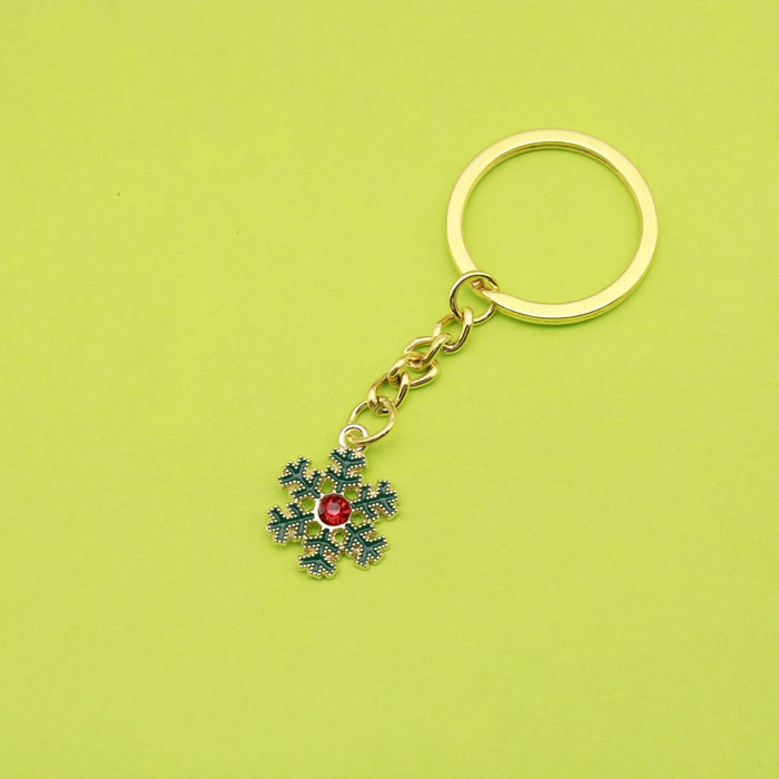 Metal Christmas Snowflake Keychain For Backpack Bag Charm Gift