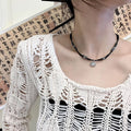 Acrylic Bamboo Bead Peace Lock Pendant Necklace Vintage Ethnic Geometric Collarbone Jewelry view 3