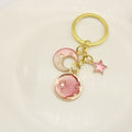 Metal Pink Star Moon Keychain Car Bag Charm view 3