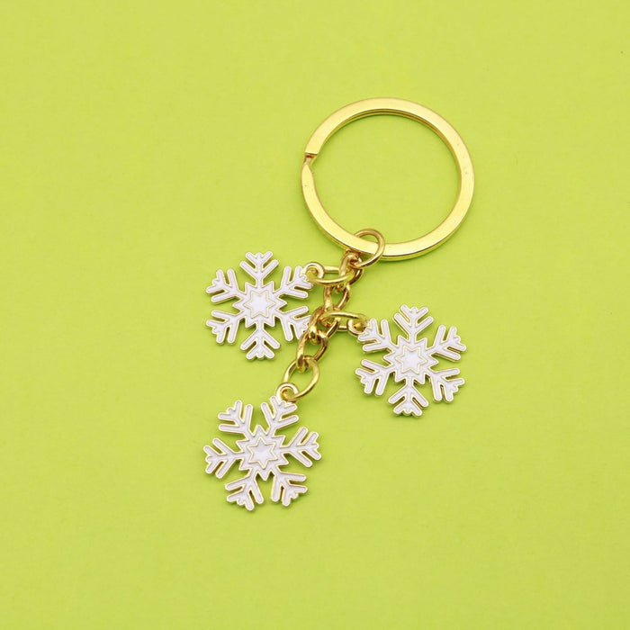 Zinc Alloy Snowflake Bell Keychain Christmas Gift