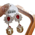 Light Luxury Silver Needle Zircon Crystal Teardrop Flower Pendant Earrings For Women view 5