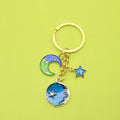 Zinc Alloy Enamel Space Cat Keychain DIY Bag Charm view 1