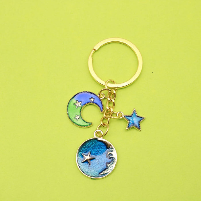 Zinc Alloy Enamel Space Cat Keychain DIY Bag Charm