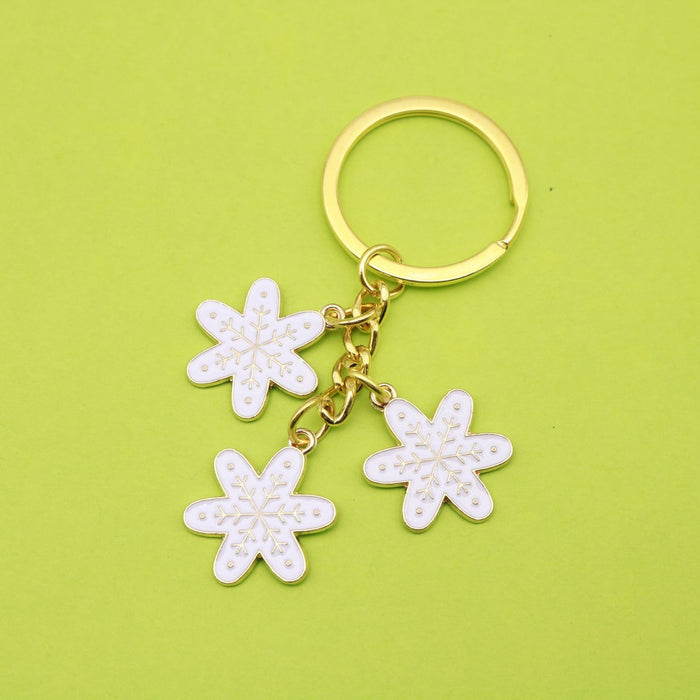 Zinc Alloy Snowflake Bell Keychain Christmas Bag Charm Gift