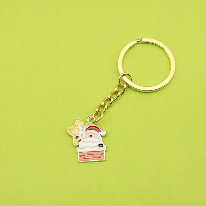 Zinc Alloy Enamel Snowman Snowflake Santa Keychain Christmas Gift