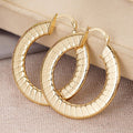 Women's Imitation Gold Ear Cuff, Flat Wide Striped Niche Design Asian Style Accessory Earrings view 2