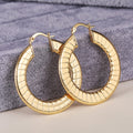 Women's Imitation Gold Ear Cuff, Flat Wide Striped Niche Design Asian Style Accessory Earrings view 3