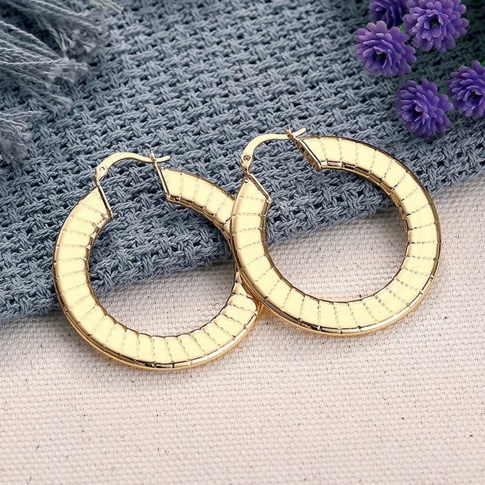 Women's Imitation Gold Ear Cuff, Flat Wide Striped Niche Design Asian Style Accessory Earrings