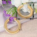 Women's Imitation Gold Ear Cuff, Flat Wide Striped Niche Design Asian Style Accessory Earrings view 4