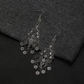 Vintage Hollow Teardrop Flower Tassel Alloy Hook Earrings For Women Elegant Ethnic Luxury Dangle Earrings view 3