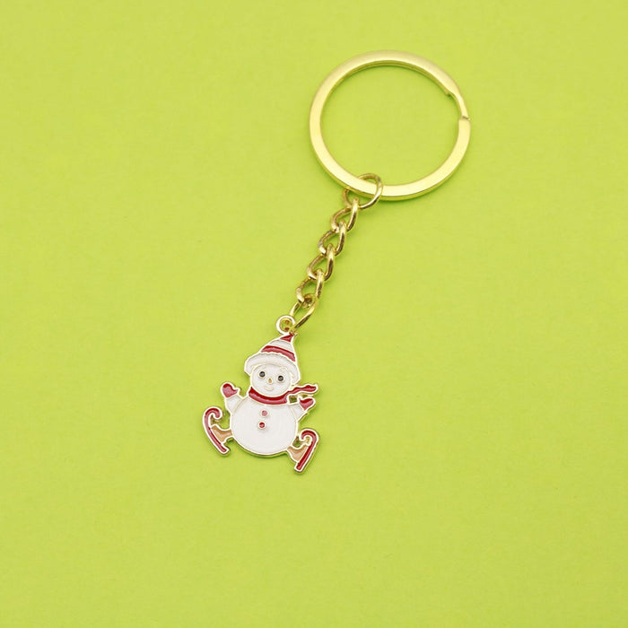 Metal Christmas Snowman Tree Keychain For Holiday Gift