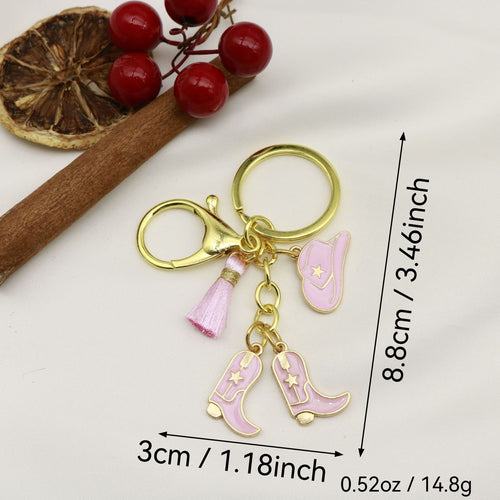 Metal Western Cowboy Hat Boot Horseshoe Keychain Car Gift