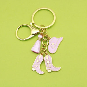 Metal Western Cowboy Hat Boot Horseshoe Keychain Car Gift