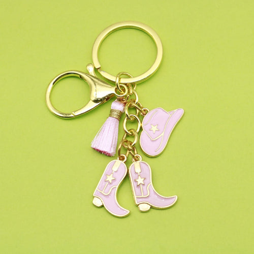 Metal Western Cowboy Hat Boot Horseshoe Keychain Car Gift