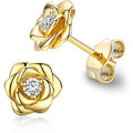 Rose Flower Stud Earrings, Elegant Sweet Floral Design Fashion Jewelry For Women view 5