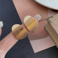 Vintage Gold Brushed Texture Irregular Oval Alloy Studs Elegant Light Luxury Metal Statement Earrings view 2