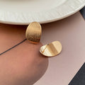 Vintage Gold Brushed Texture Irregular Oval Alloy Studs Elegant Light Luxury Metal Statement Earrings view 4